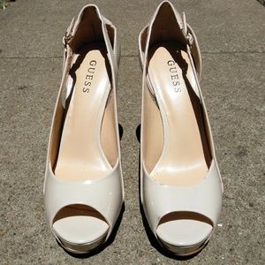 Guess Peep-Toe Heels - Cream